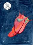 QoR Watercolor and Ink: Vampire squid in night skyolor and Ink Vampire Squid in Night Sky